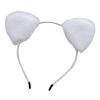 Women Hairband Soft Fluffy Plush Cartoon Kitty Ear Decor Elastic Narrow Brim Anti-slip Regular Fit Solid Color Head Decoration Hair Hoop