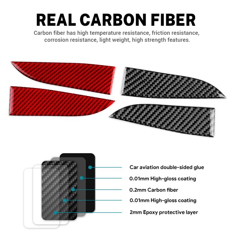 KUIC Real Soft Carbon Fiber For Tesla Model 3 Highland 2024 Inner Door Triangle Cover Sticker Trim Car Interior Accessories