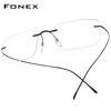FONEX B Titanium Glasses Frame Men New Brand Design Rimless Square Eyeglasses Frameless Women Ultralight Japanese Eyewear 85634