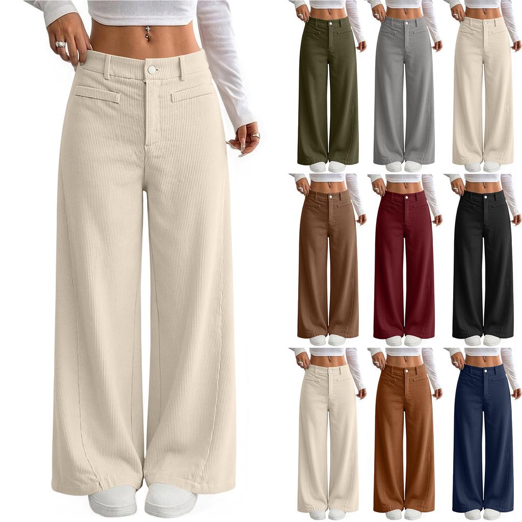 Women's New Wide Leg Pants, Loose Fit Straight Leg Casual Trousers, European Comfortable Everyday Wear