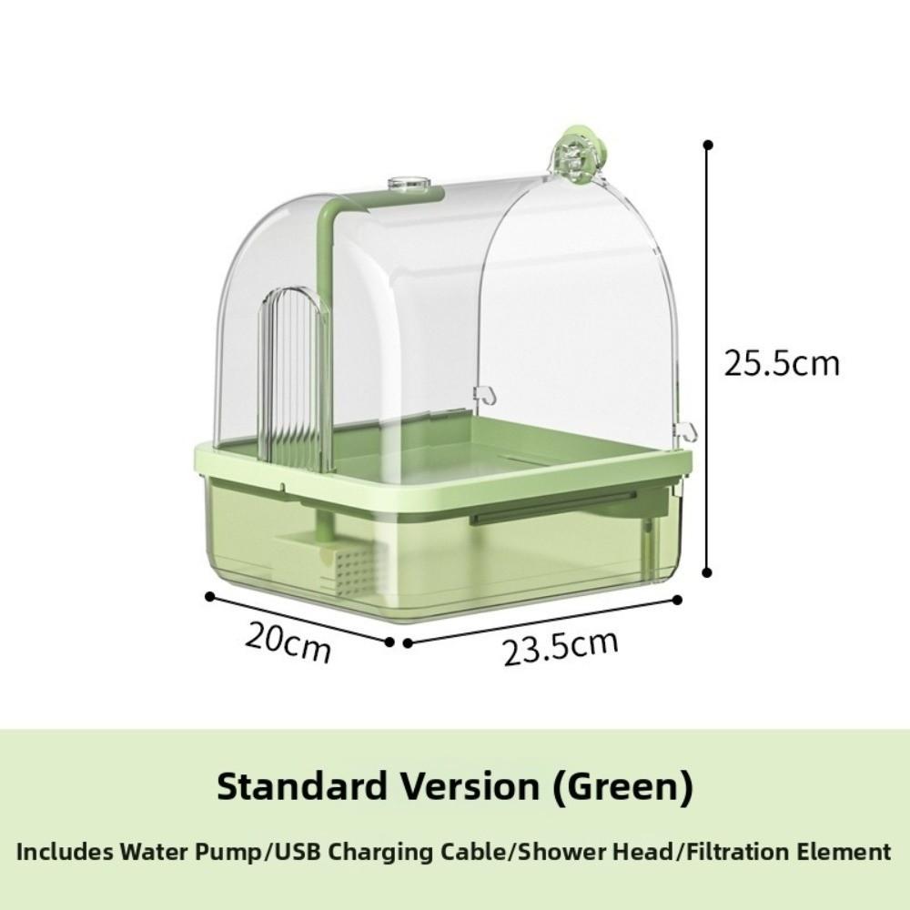 

New Clear Bird Bathtub Auto Water Circulation Large Capacity Parrot Shower Detachable Filtering Bird Cage Accessory Pet Supplies