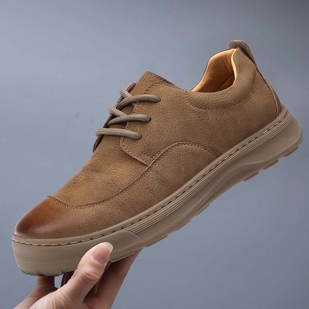 Casual Business Shoes Man Spring New British Style Retro Tooling Shoes Leather Comfortable Breathable Casual Leather Shoes Men
