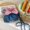 New Design Denim Bundle Pocket Flower Drawstring Bag Candy Color Multifunctional Checkered Flower Bucket Bag Casual Shoulder Bag