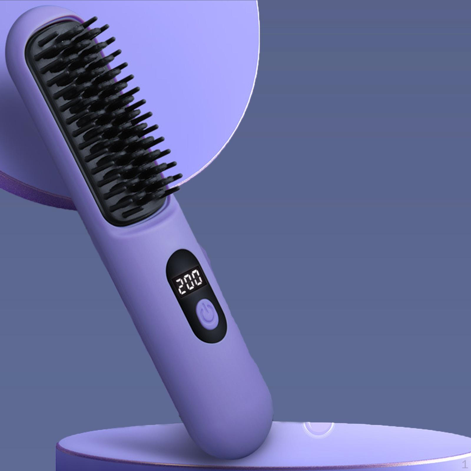 

Беспроводной выпрямитель для волос, щетка для выпрямления волос, электрическая расческа фиолетовый