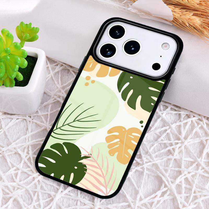 Green Monstera Leaf Phone Case for iPhone 17 Air 16 15 11 12 14 13 Pro Max Shockproof Cover