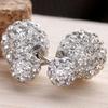 Double Sided Sparkle Bling Earrings - Sterling Silver Crystal Rhinestone Ball Stud Earrings for Women