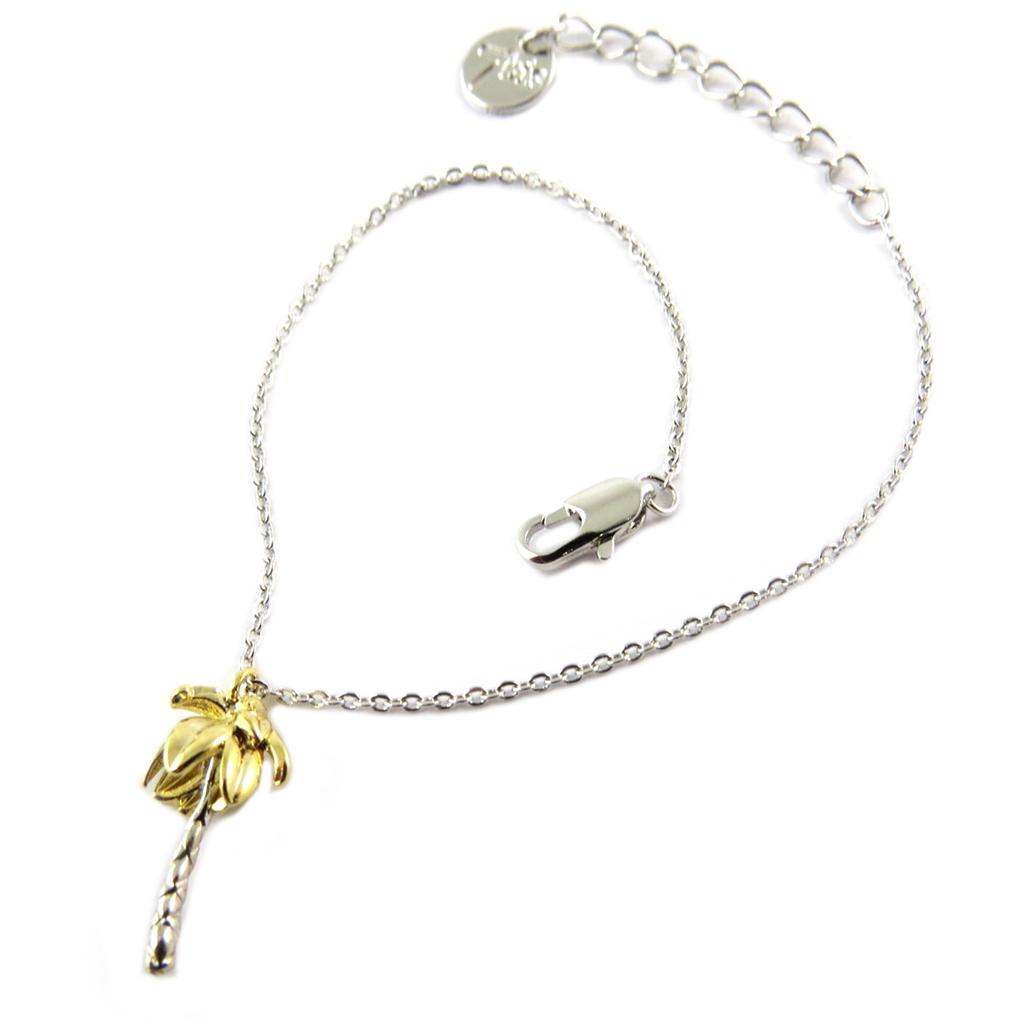 7bis [Q1331] - Handmade Silver-gold 'Jungle' Bracelet (palm Tree) - 15x9 Mm