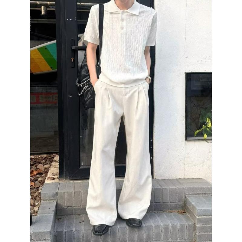 Men S Summer Thin Wide Leg Loose Casual Straight Linen Trousers