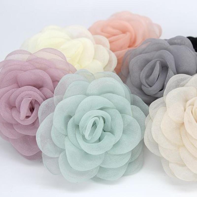 6Cm Black White Camellia Flower Brooches Korean  Corsage Lapel Pins Dress Shirt Suit Accessories For Women Lapel Pins