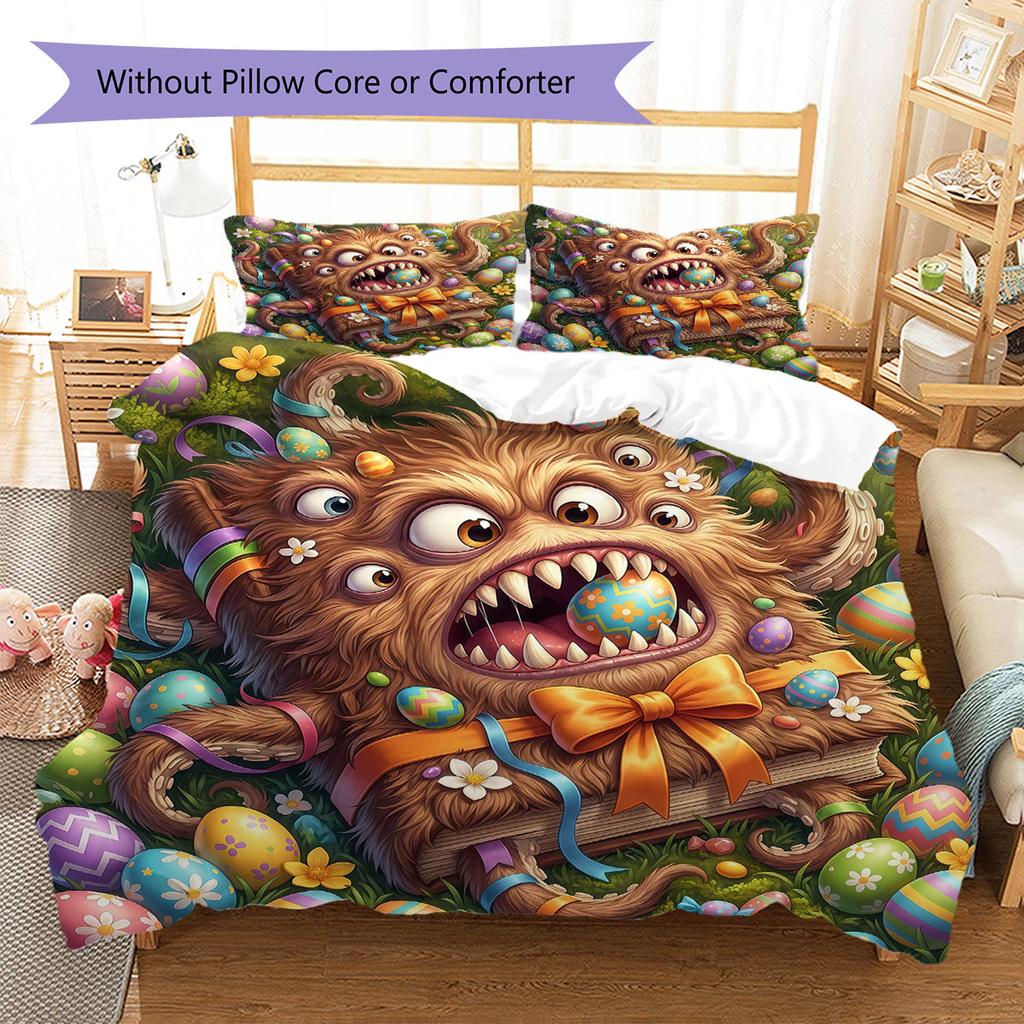 Magical Easter Egg Pattern Bedding Quilt Set Quilt Cover Pillowcase Home Decoration Birthday Gift (1 * Duvet Cover + 2 * Pillowcase, Without Core)