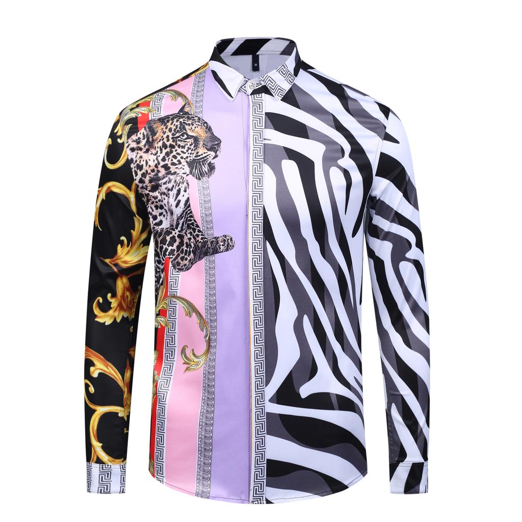 Herrenhemd Neueste Frühlings- und Herbsthemden 3D-gedrucktes Langarm Luxus Gesellschaftshemd Revers Oberteil Herrenoberteil