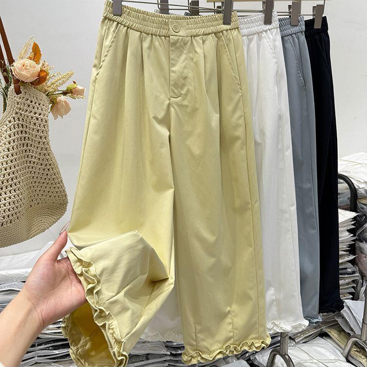 

Korean Style Sweet Lace Wide-Leg Pants - 2026 Summer High-Waisted Slimming Casual Fit 2XL (for 70-77.5 kg)
