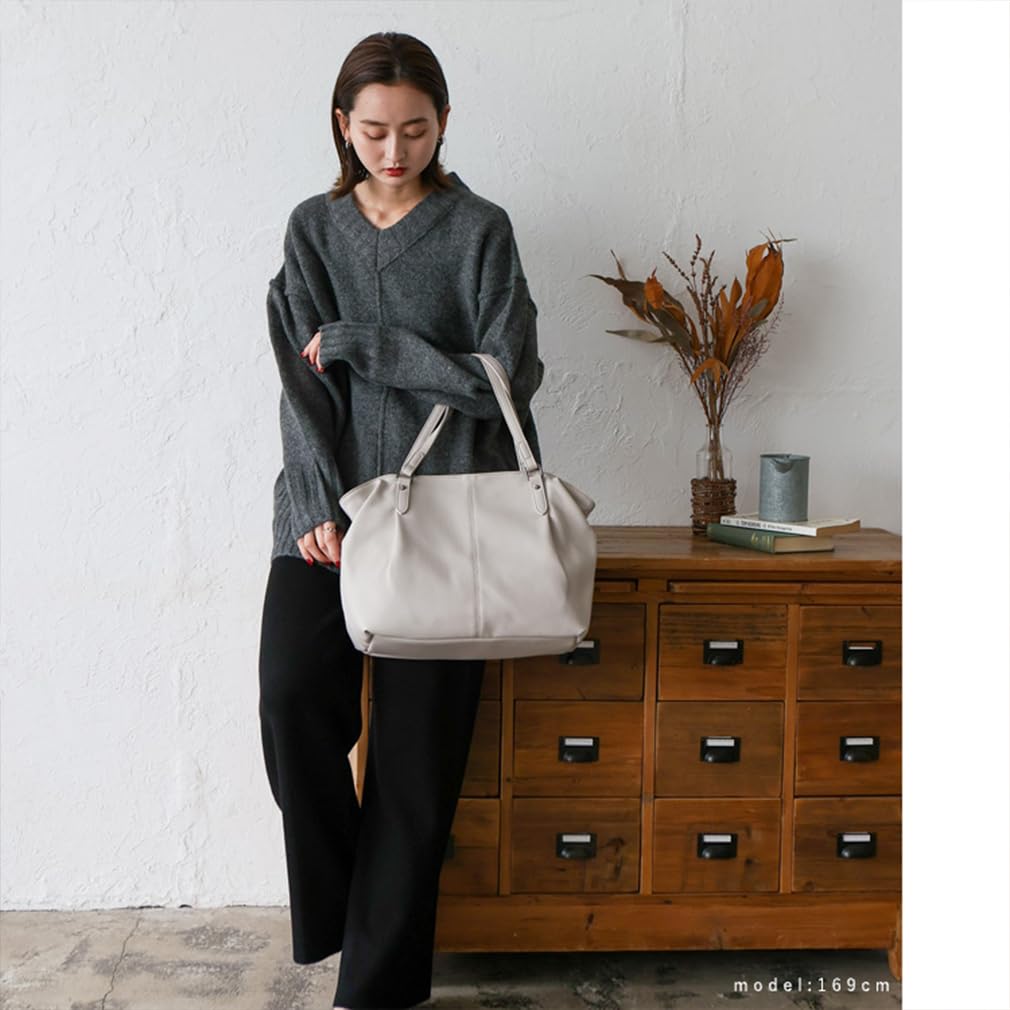 VITAFELICE Women's 3-Room Side Tuck Tote Bag (inb-10037p) (Ice Gray)