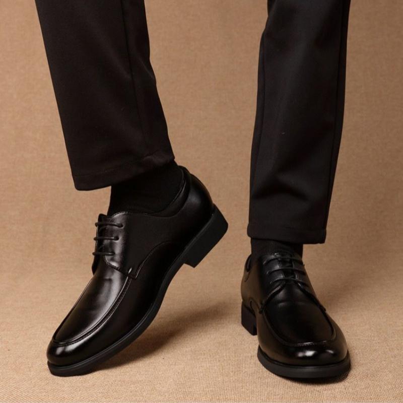 Pantofi Derby din Piele pentru Bărbați Negru Plat Pantof Casual Masculin cu Șireturi Noi la Promoție Modă Adulți 2025 Clasic Original Tendință