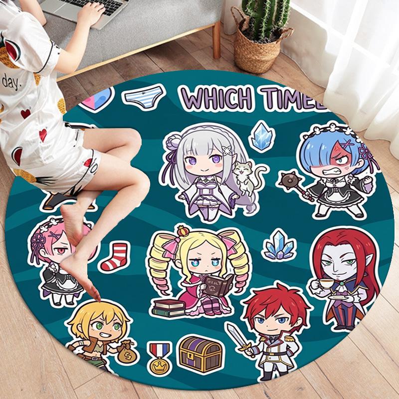 Re Zero Round Area Rug Carpet Rug For Living Room Bedroom Sofa Playroom Decor Nonslip Floor Mat