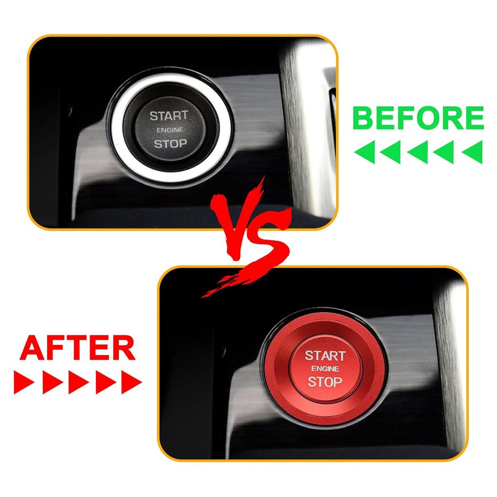 TOMALL Aluminum Engine Start Stop Push Button Ring Compatible with Land Rover Discovery Sport 5 Range Rover Jaguar XJ XF XE F-Type F-Pace XJR XFR Car