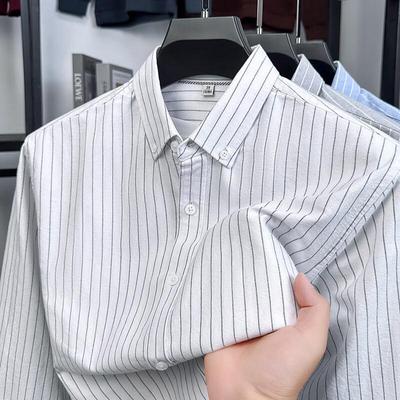 Firstview Men's Striped Cotton Long Sleeve Casual Shirt