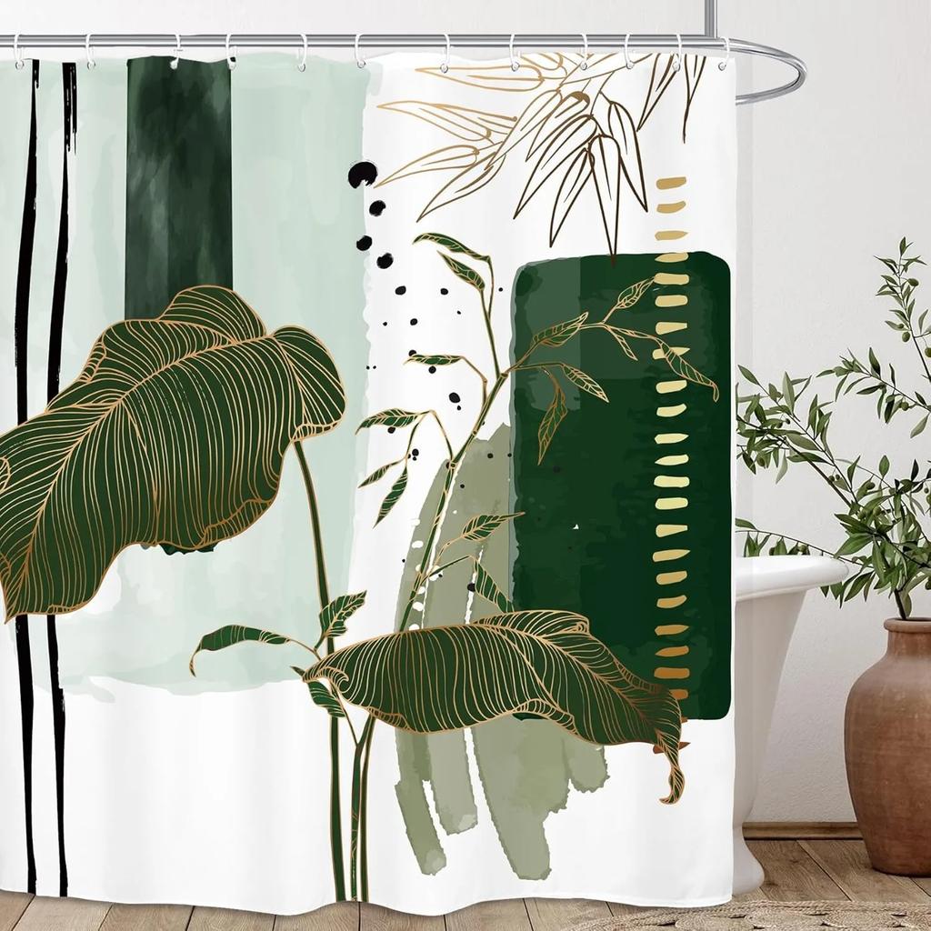 Minimalistischer Abstraktes Duschvorhang Modern Geometrisch Minimalist Neutral Zeitgenössisch Badezimmer Zubehör Dekor Duschvorhänge