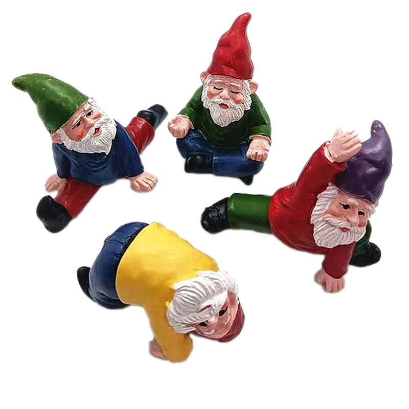 Funny Garden Gnomes, Yoga Dwarf Garden Ornaments, Fairy Garden Gnome Accessories Miniature Decorations
