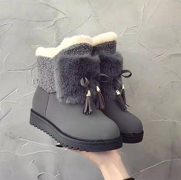 Damen Schneestiefel 2025 Winter neu Koreanische Version vielseitig bequem rutschfest wasserdicht Baumwollschuhe mittlerer Schaft Samt warm kurze Stiefel