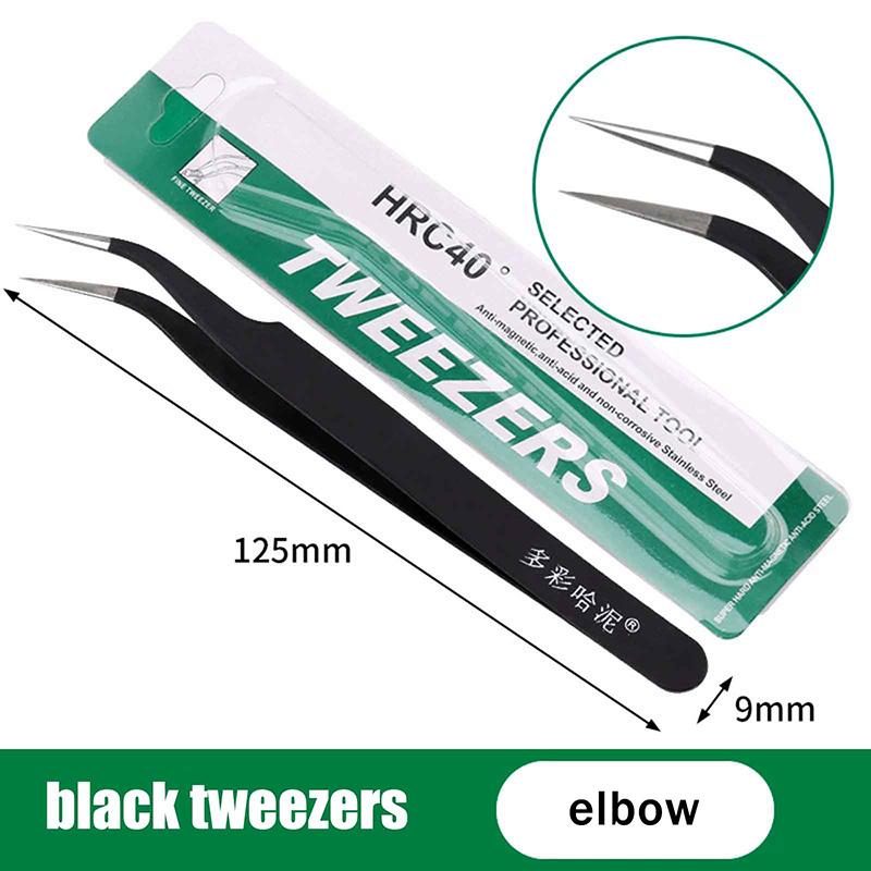 1/2Pcs Anti-Static Metal Tweezers Set Pointed Curved Tweezer Precision Maintenance Industrial Tool Electronics Repair Tools