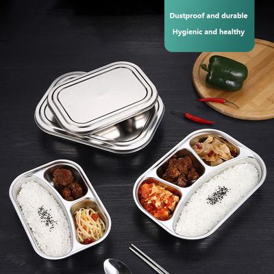 304 Stainless Steel Dinner Tray With Lid Creative Fast Food Dinner Plate Children Fruit Snack Tray Kitchen Tableware Lunch Box