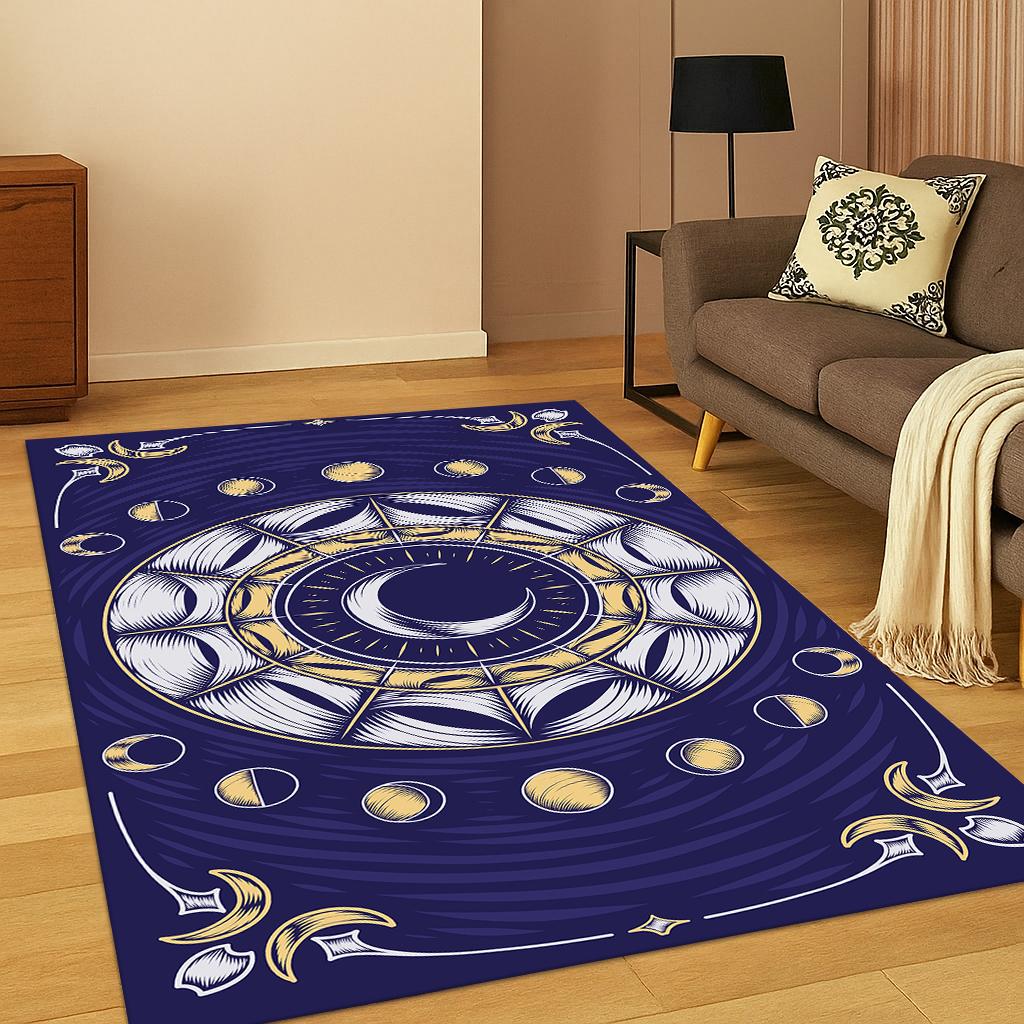 Gothic Witchcraft Sun Moon Mandala Tarot Carpet Rug Mat for Living Room Sofa Home Bedroom Doormat Decor,Kid Non-slip Area Rug