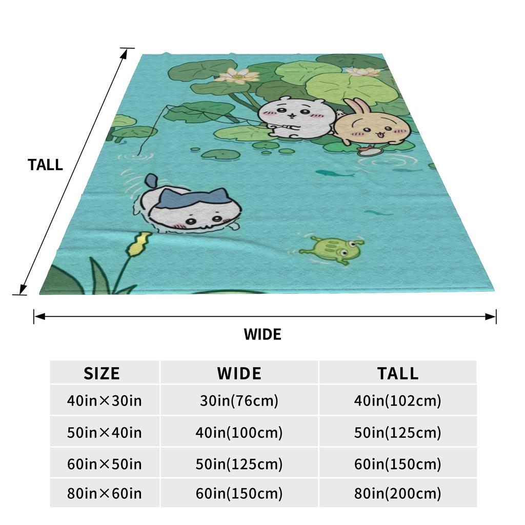 Chiikawa Fishing Plush Blankets Child  Flannel Throw Blanket For Bedroom Warm Soft Custom Quality Bedspread Birthday Present