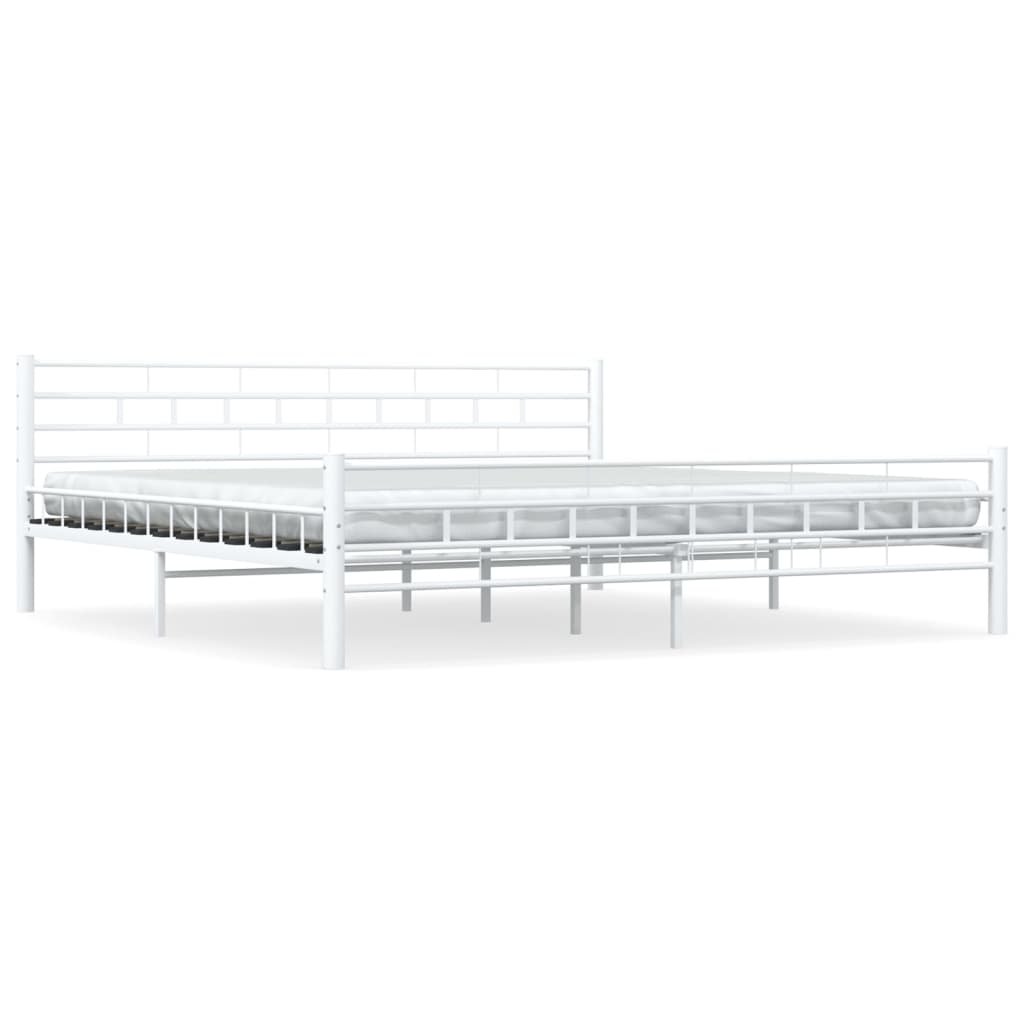 Bed Frame White Metal 200*200 cm