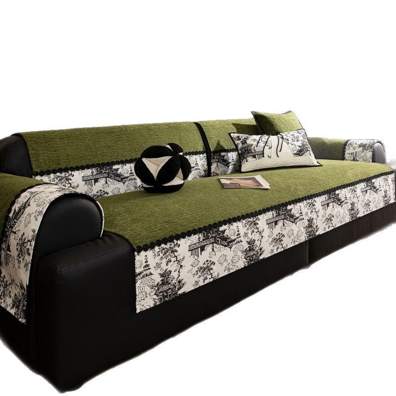 New Chinese Sofa Cushion Universal Non-Slip In All Seasons, High-End Splicing Sofa Seat Cushion, Modern Chinese Sofa Cover Cover Towel
