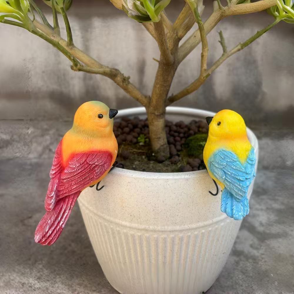 1/2PCS Simulation Parrot Ornament Decoration, Outdoor Courtyard Garden Resin Flowerpot, Landscape Resin Crafts Bird Enthusiasts