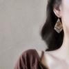 Crystal rhombus fringed stud earrings Bohemian ethnic style earrings Light luxury high-end temperament earrings