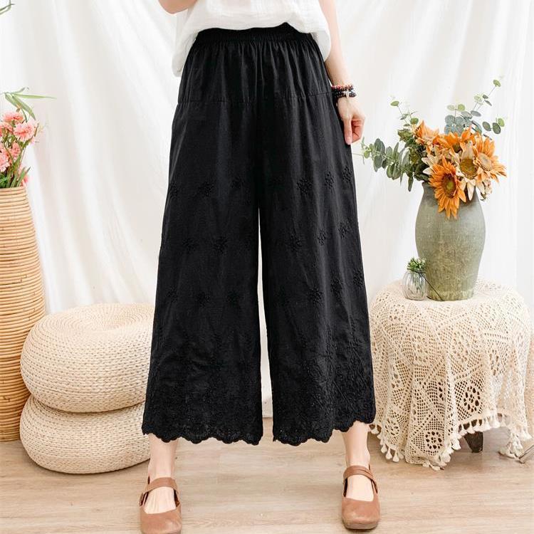 

Летние Новые Художественные Ажурные Хлопковые Укороченные Брюки Свободные Повседневные Брюки Вышитые Брюки Прямого Кроя для Женщин One size