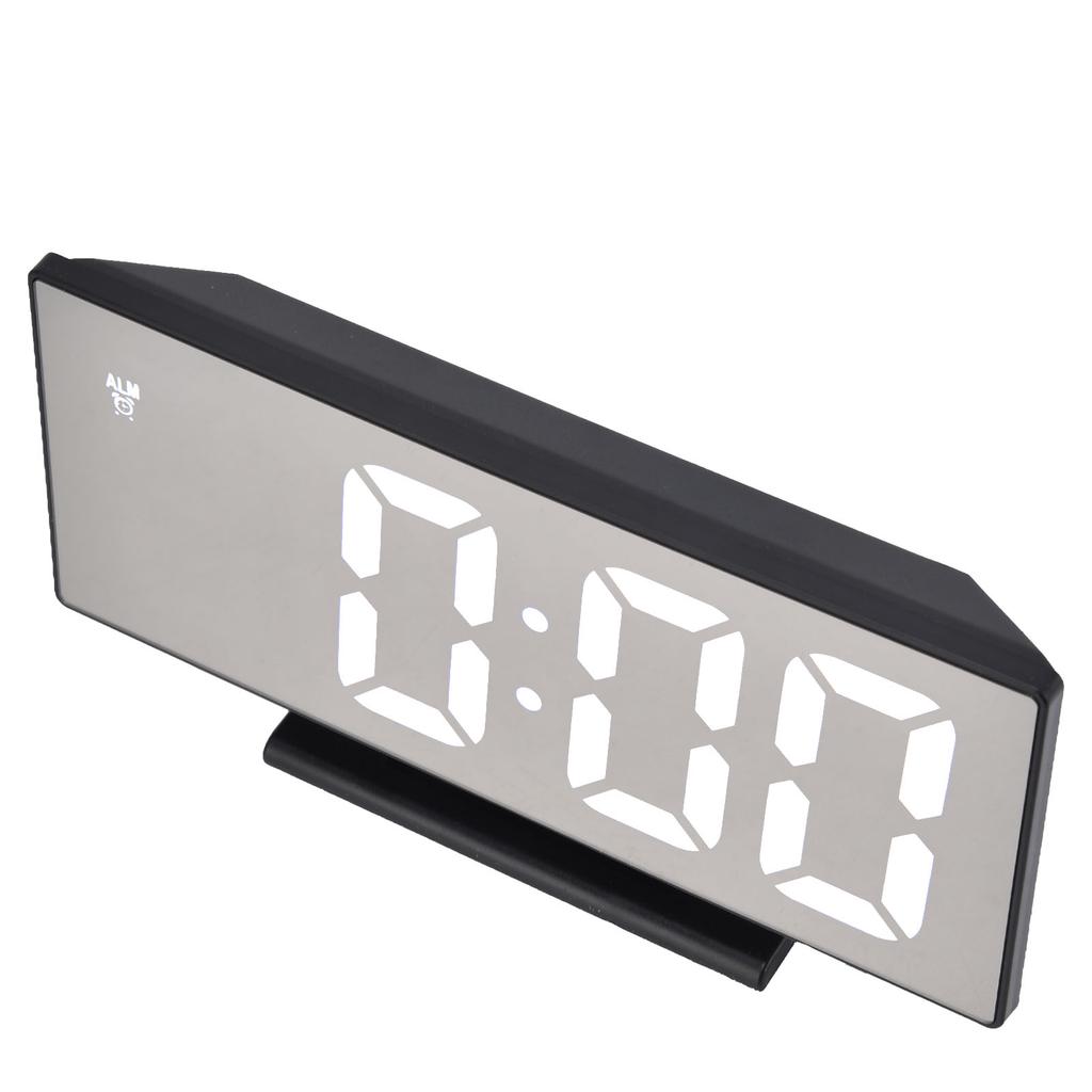 Digital Alarm Clock LED Mirror Screen USB Charging Automatic Dimming Electronic Clock for Bedroom