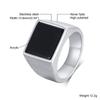 Ring for Men, Stainless Steel Square Signet Ring, Black Enamel Men's Pinky Rings,Gents Zircon