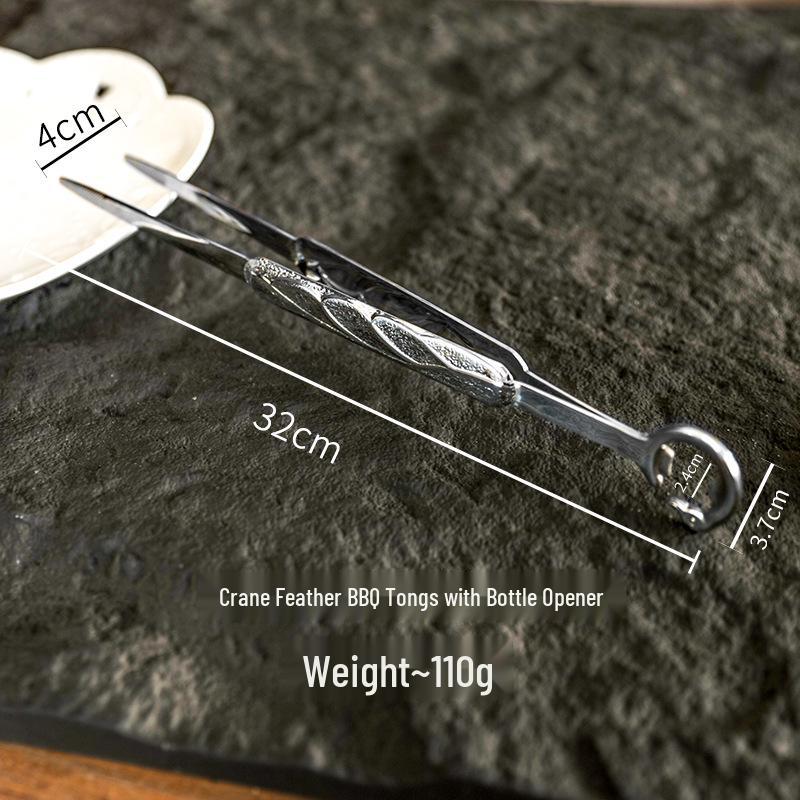 

304 Stainless Steel Kitchen Tongs Set with Bottle Opener - Perfect for Grilling, Serving, and BBQ.