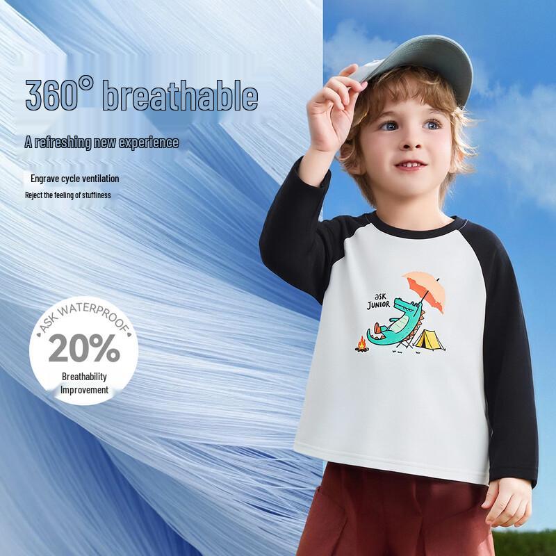 ASK JUNIOR Kids  7A Antibacterial Raglan Long-Sleeve T-Shirt XL