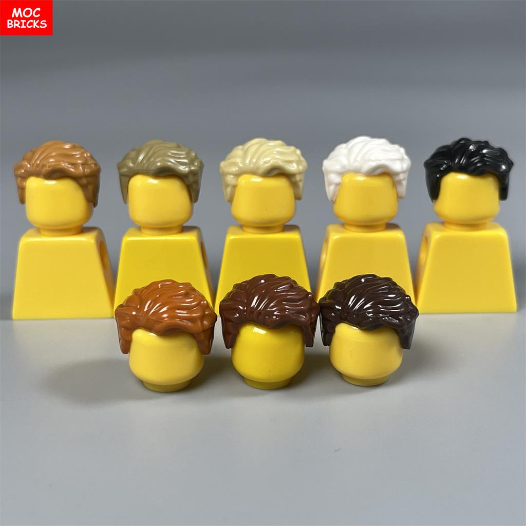 10pcs MOC Bricks Male Boy Hairs 1028 1115 4cm Figure Body Wear Brown Black Compatible with Major Brand Building Blocks Toys