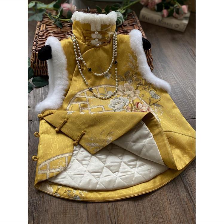 Guochao Cheongsam Vest Young Girl Fried Street Retro Chinese Style Cotton Padded Tang Suit Top 2024 Winter