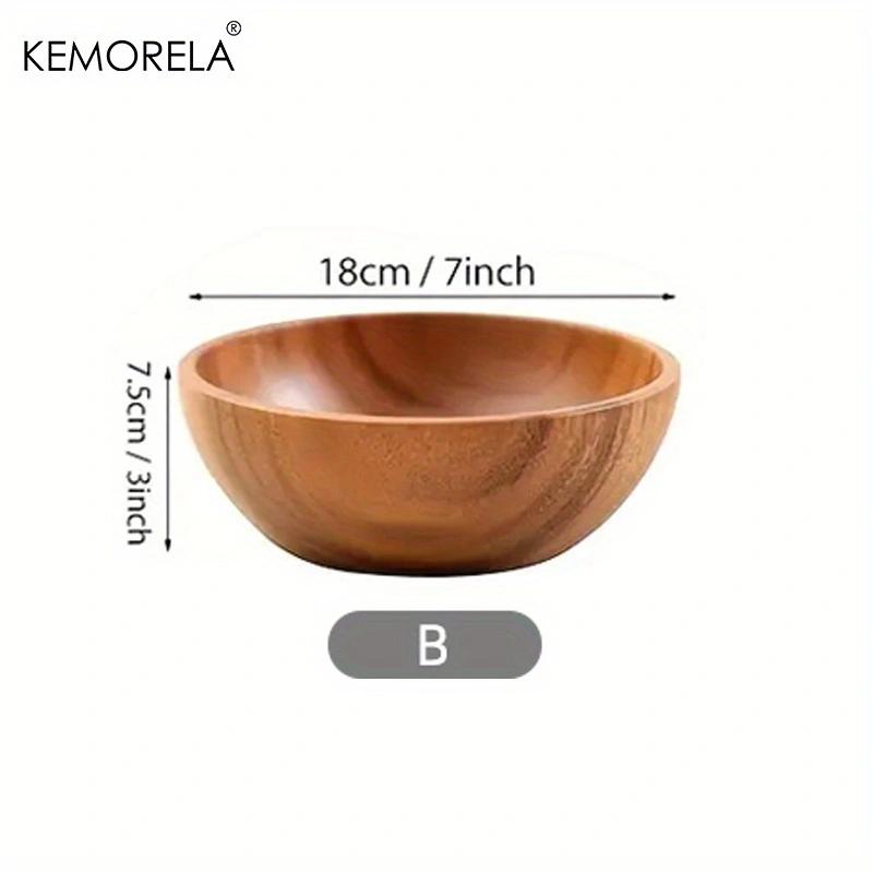 Cuenco de madera de Acacia para ensalada, cuenco de madera antiescaldado para niños, adecuado para decoración de helados de frutas y verduras, 1 Uds.