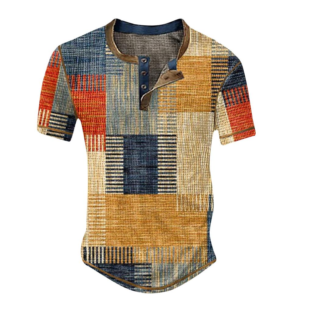 Men's Summer Striped Printed Short Sleeve Tops Men's Casual Fashion Short Sleeve Shirts
