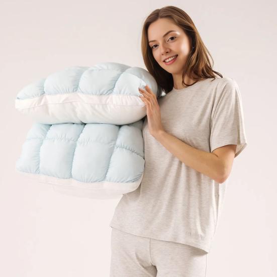 Ropa de cama de microfibra transpirable para durmientes boca arriba Almohada de cama acolchada, Relleno suave alternativo al plumón, Almohadas de loft completo refrescantes Esenciales para dormitorio Puff