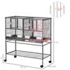 PawHut Bird Cage Aviary Indoor Birds with Divider Feeder and Perch 95L X 45.5W X 102H Cm Black and Gray