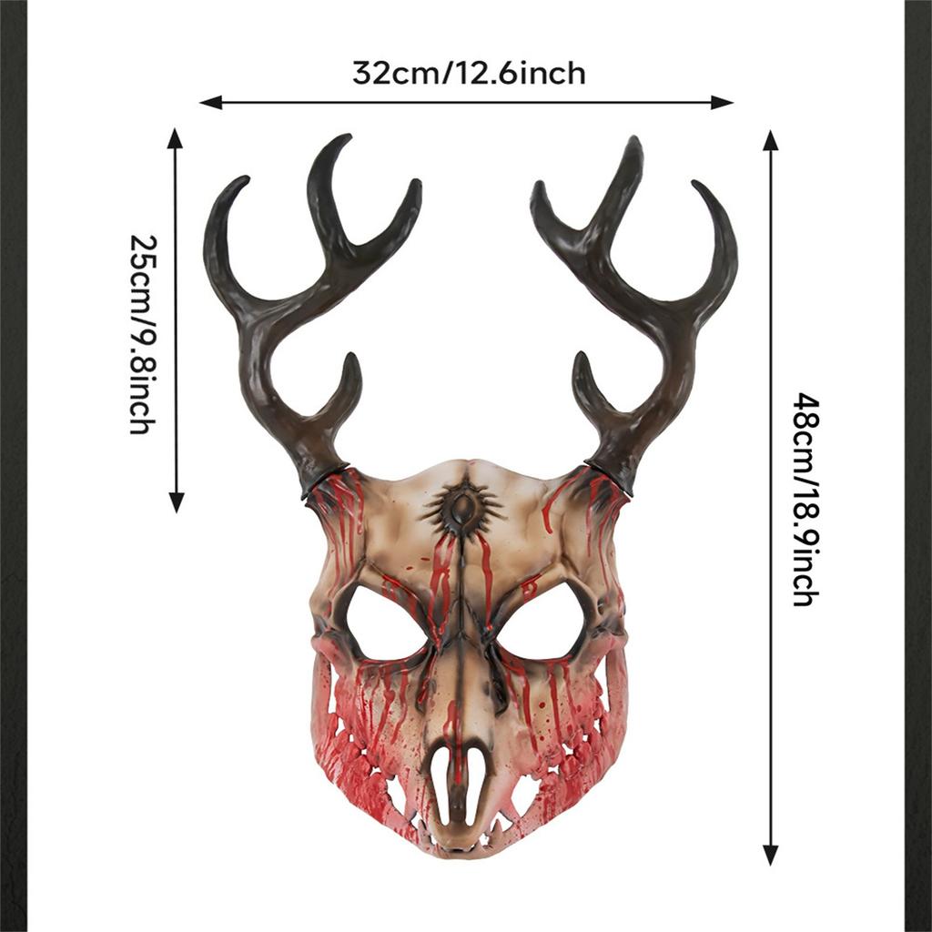 Hirschgeweih Knochenmaske mit abnehmbaren Riemen Stranger Cosplay Requisite Halloween Kostümzubehör Gothic Rollenspielausrüstung