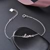 Lindon Women Zircon 925 Sterling Silver Jewelry Geometric Bead Chain Link Bracelet Fashion Fine Wedding Gift for Girlfriend