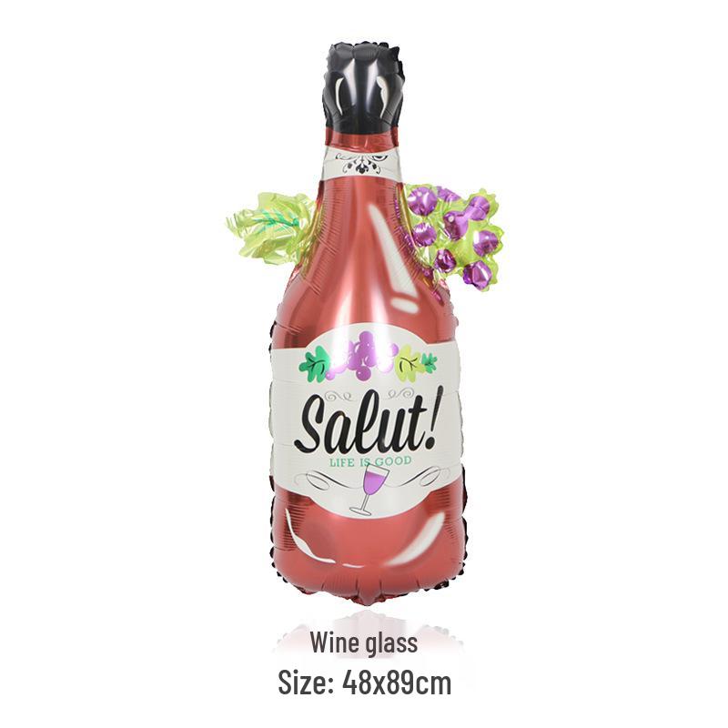 Champagne Glass Wine Bottle Foil Balloon - Wedding, Birthday, Graduation Party Decor