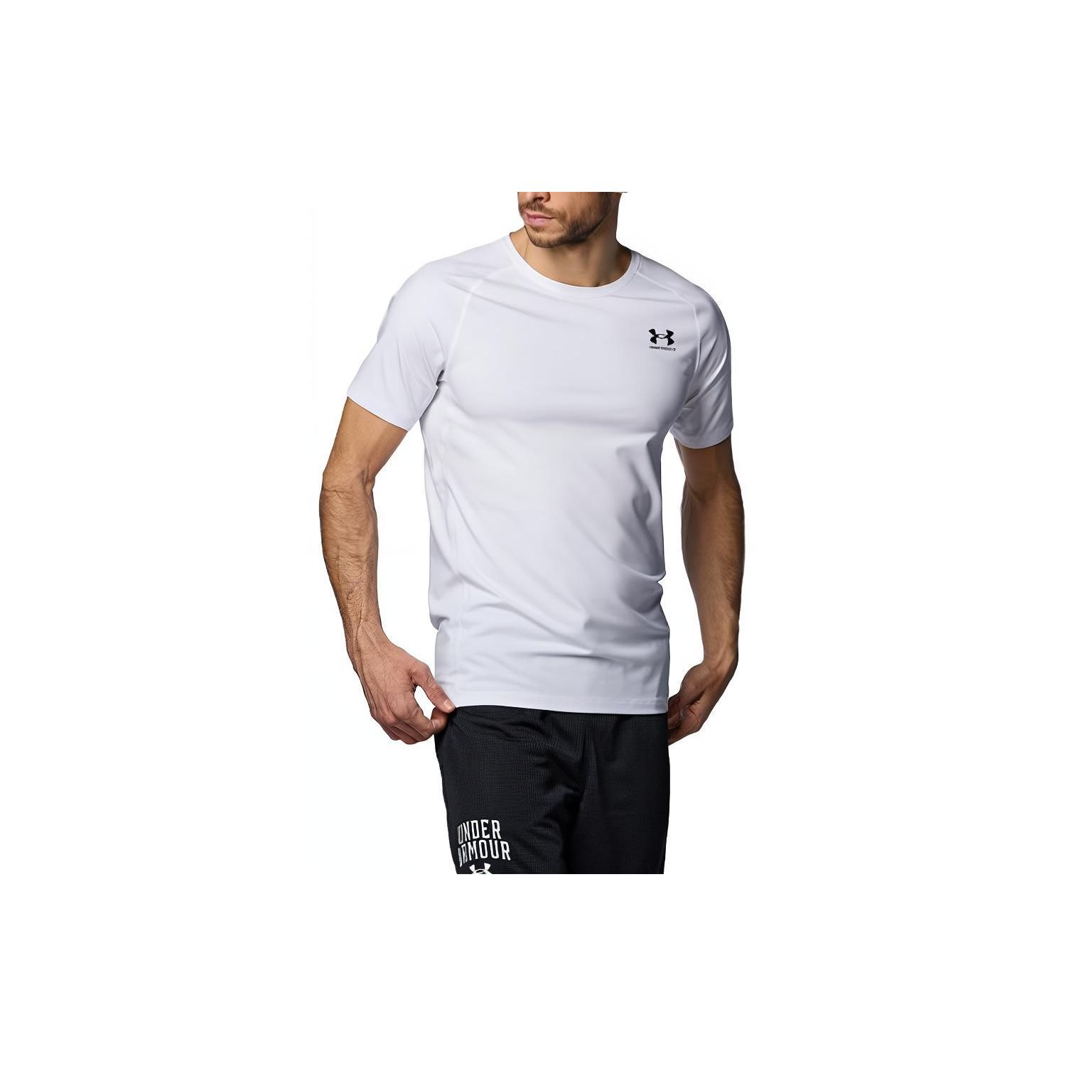 

Under Armour Solid Logo Crew Neck Training Short Sleeve T-Shirt Men Tops White 1387941-100 XL