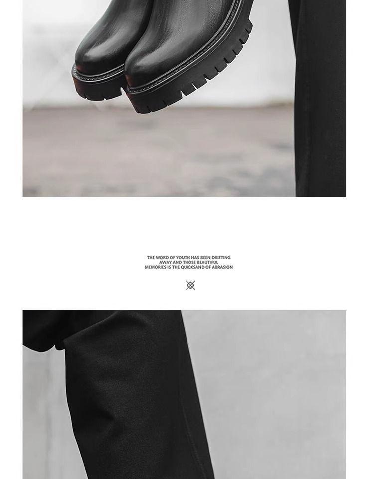 Men's Black & Brown Chelsea Boots - Thick Sole, High-Top Martin Style, British Fashion 2113