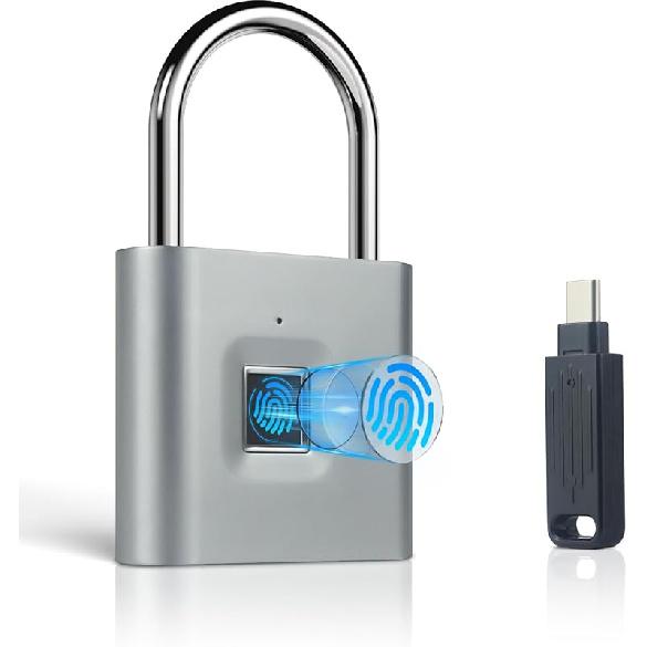 Keyless Portable USB Charging Fingerprint Lock,Smart Padlock Quick Unlock Waterproof and Rustproof,Smart Lock for Warehouses, Gym, Schools, Homes,