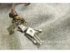 Retro Robot Pendant Necklace with Leather Sweater Chain
